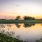 reflections on a pond at sunset
